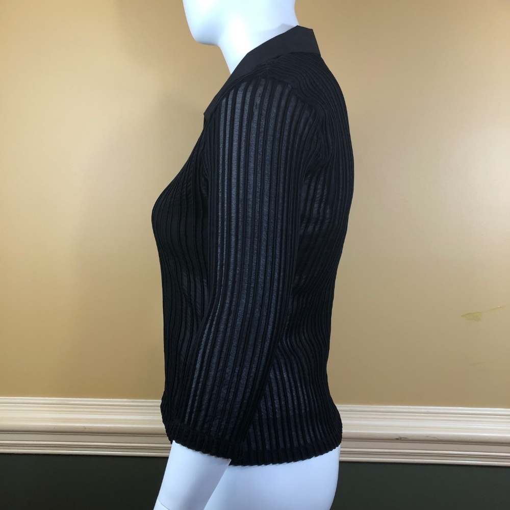 Fashion Bug Button Down Blouse Ribbed Sheer - Picture 2 of 7